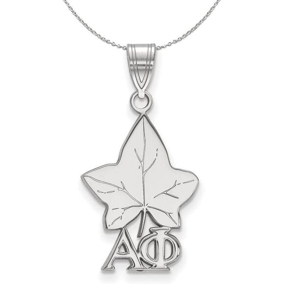 Sterling Silver Alpha Phi Medium Pendant Necklace - 24 Inch - Picture 1 of 8
